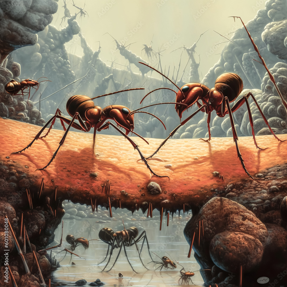 Poster bull ants were generatively generated with ai technology - generative ai