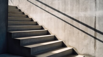 Stairs. Gray concrete staircase in the street at the entrance to the building. Generative AI.
