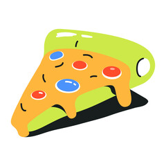 Flat icon design of pizza slice 