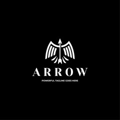 Vector arrow for archer with bird wings logo template on monogram style