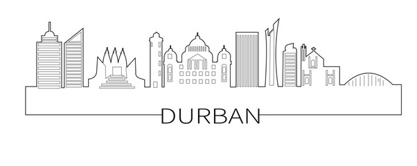 Naklejka premium Durban south africa city skyline vector outlinne