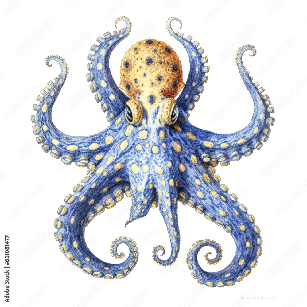 Poster an image of a blue-ringed octopus was created by a generative ai. - generative ai
