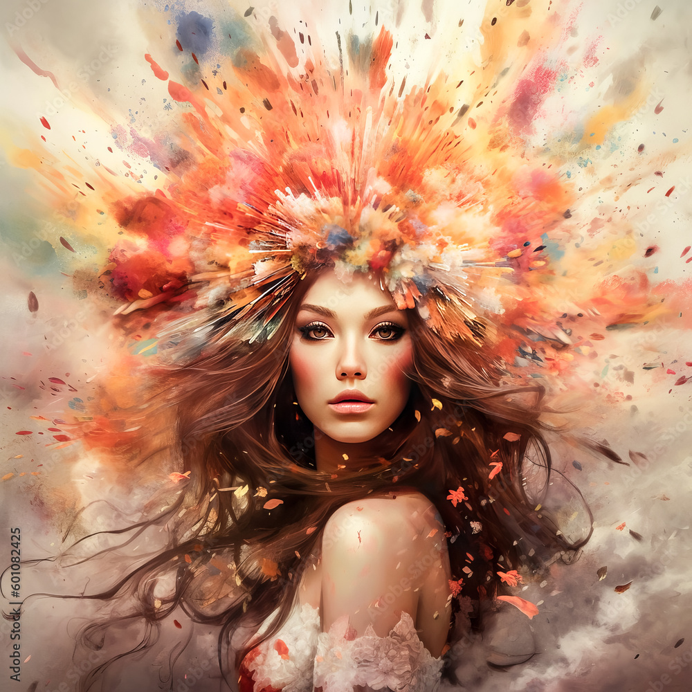 Aufkleber a png file was exploded to create a boho look - generative ai.