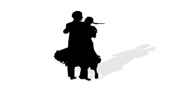 Silhouette of couple dancing animated 2d background, love