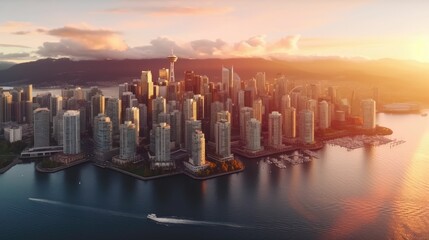 Aerial view of downtown Vancouver skyline