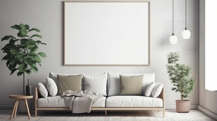 Naklejka premium Mock-up poster frame in a modern living room interior background