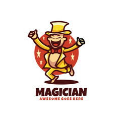 Magician logo design vector cartoon
