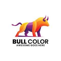 Bull color logo design vector gradient colorful