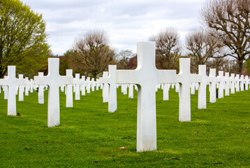 white crosses at american memorial and military cemetery of Margraten in the netherlands