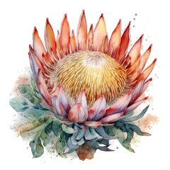 watercolor of a Pincushion Protea