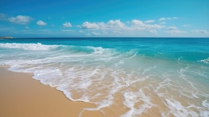 Tropical beach with blue ocean waves