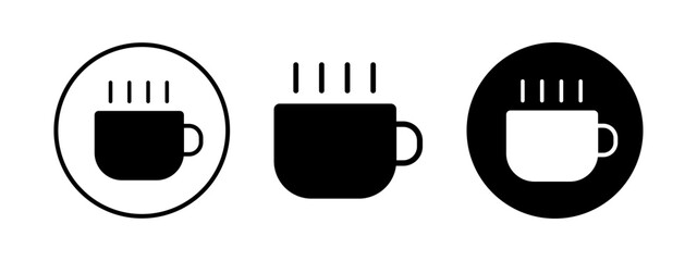 Cup black set. Flat cup tea or coffee for web and app design. Cups of coffee.