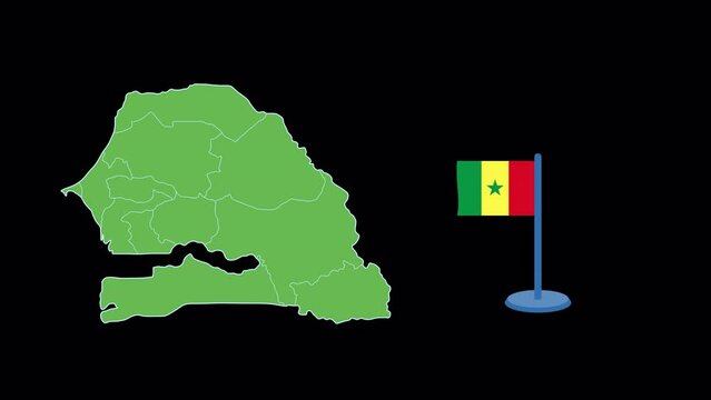 Senegal Flag and Map Shape Animation