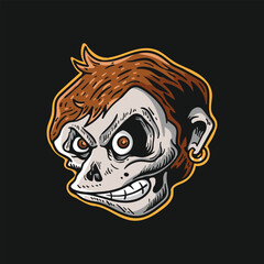 skull monkey t-shirt design illustration in retro style