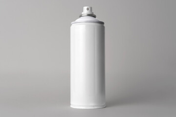 White Paint Aerosol Spray Metal 3D Bottle Can, Graffiti, Deodorant, Illustration Isolated On White Background. Mock Up Template For Your Design. 3D illustration, 3D rendering. - obrazy, fototapety, plakaty