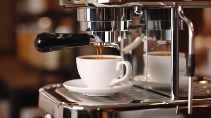 Espresso coffee brewing through a bottomless portafilter