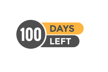 100 days Left countdown template. 100 day Countdown left banner label button eps 10