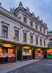 Christmas market at Belvedere Palace in Vienna, Austria