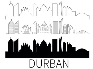 Fototapeta premium Durban south africa city skyline vector outline silhouette