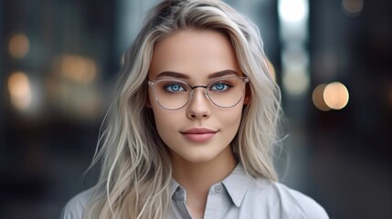 Portrait of a woman wearing glasses