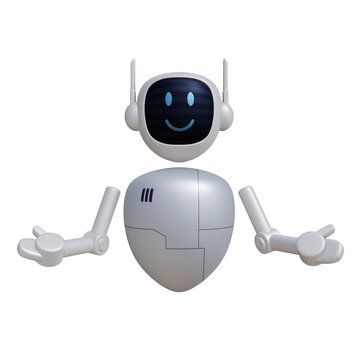 Cartoon robot 3D render. Customer support chatbot, online consultant, assistant. 