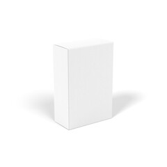 blank packaging white cardboard box isolated on white background with clipping path. 3D illustration, 3D rendering.