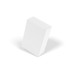 blank packaging white cardboard box isolated on white background with clipping path. 3D illustration, 3D rendering.