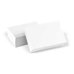 blank packaging white cardboard box isolated on white background with clipping path. 3D illustration, 3D rendering.