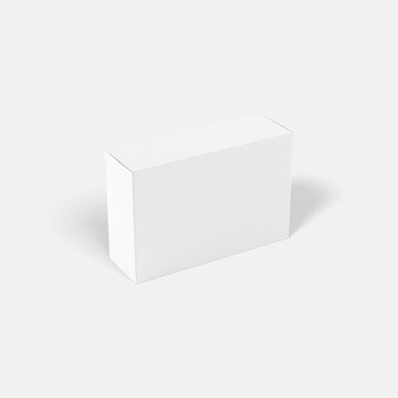 blank packaging white cardboard box isolated on white background with clipping path. 3D illustration, 3D rendering.