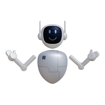 Cartoon robot 3D render. Customer support chatbot, online consultant, assistant. 