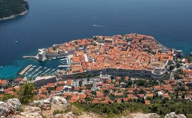 Dubrovnik, Croatia. Panoramic view of the walled city.