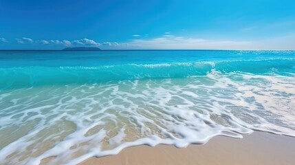 Blue sea wave on white sand beach