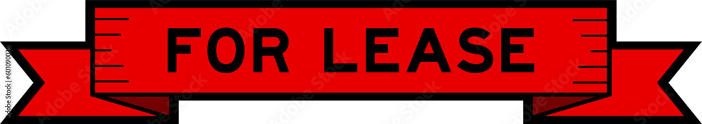 Wall mural Ribbon label banner with word for lease in red color on white background