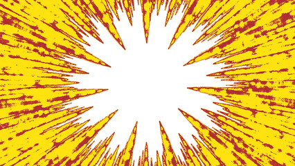 赤と黄色のざらざらなテクスチャの集中線のイラスト素材