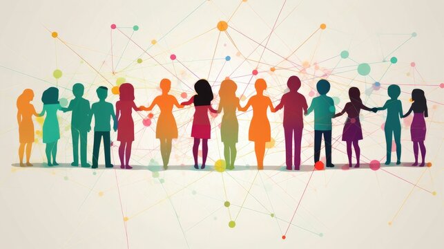 Vector illustration of connected women