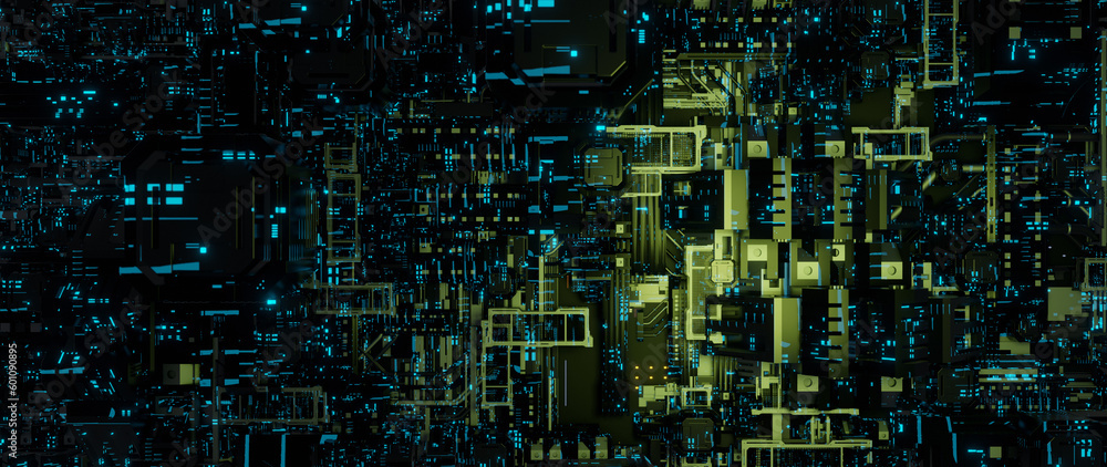 Wall mural abstract circuit cyberspace design 3d render