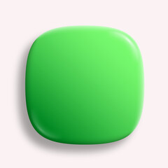 App icon superellipse, glossy pastel vector background. 3D squircle button with green holographic gradient and realistic soft shadow Rounded rectangle shape for web and mobile applications