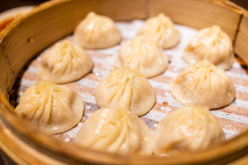 Chinese style steamed soup bun in restaurant
