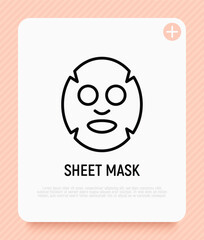 Facial sheet mask thin line icon. Modern vector illustration for beauty shop.