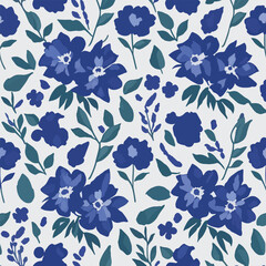 Watercolor Floral Handdrawn Pattern. Hand painted watercolor flowers an leaves.