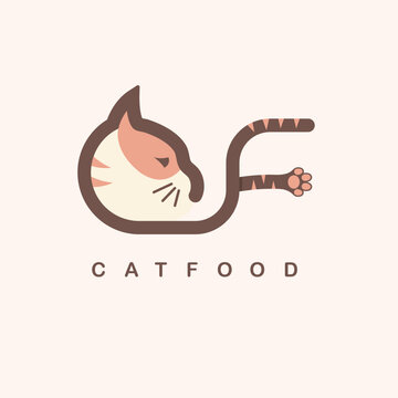 cat icon vector form letter c and f for cat food sticker and badge concept design template