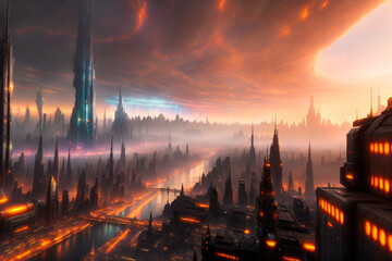 Naklejka premium Generative concept art illustration. Generative ai.