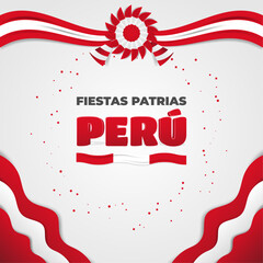 Decorative Peruvian National Holidays Celebration Greeting with Spanish Phrase Text Fiestas Patrias Peru