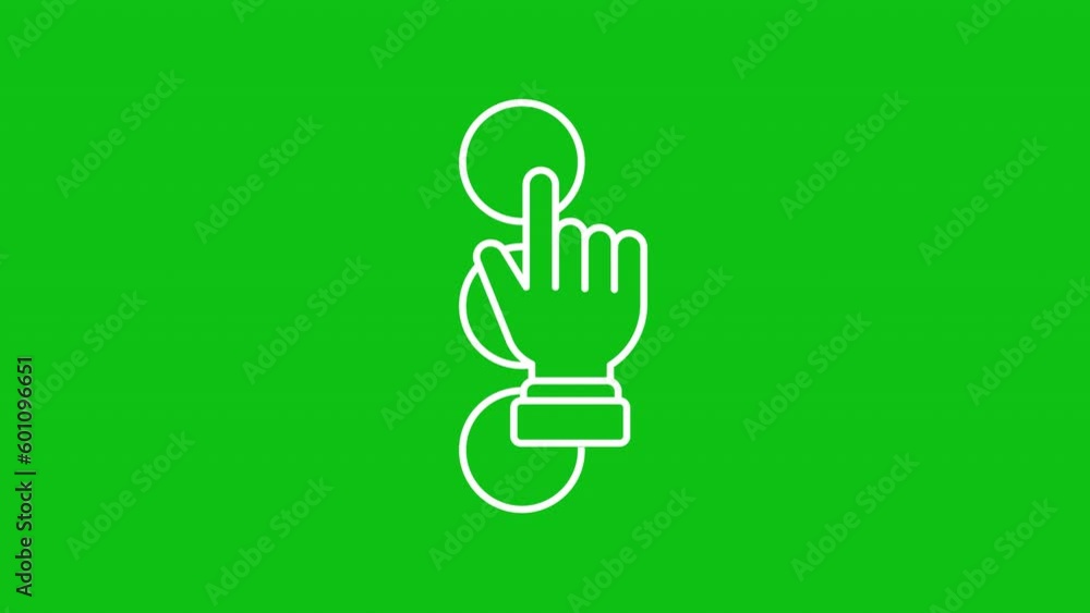 Aufkleber choice white icon animation. animated line finger pointing on one of three options. check mark. loop