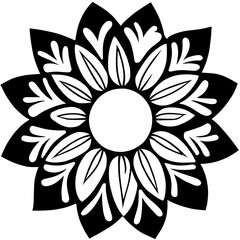 Flower clipart vector design black and white