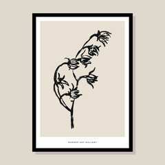 Abstract boho style botanical vector art print poster for your wall art gallery