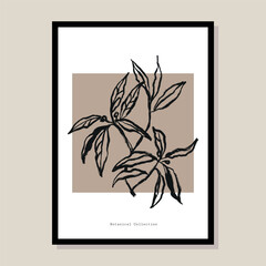 Abstract boho style botanical vector art print poster for your wall art gallery