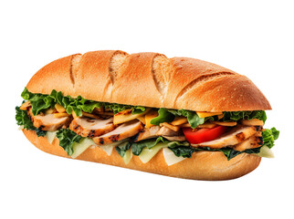 Bauru sandwich in transparent background. Generative AI.
