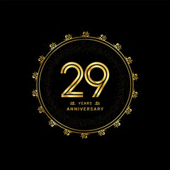 29 years anniversary with a golden number in a classic floral design template