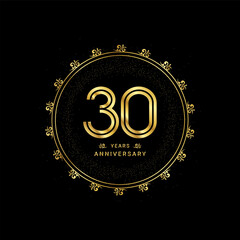 30 years anniversary with a golden number in a classic floral design template